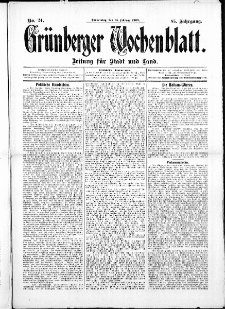 Grünberger Wochenblatt: Zeitung für Stadt und Land, No. 24. ( 25. Februar 1909 )