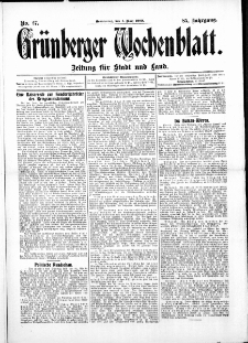 Grünberger Wochenblatt: Zeitung für Stadt und Land, No. 27. ( 2. März 1909 )