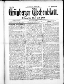 Gr&uuml;nberger Wochenblatt: Zeitung f&uuml;r Stadt und Land, No. 33. ( 18. M&auml;rz 1909 )