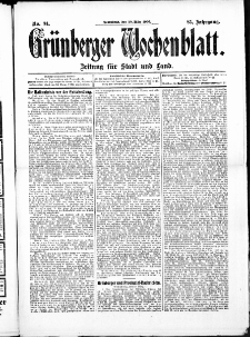 Grünberger Wochenblatt: Zeitung für Stadt und Land, No. 34. (20. März 1909 )