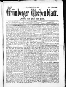 Grünberger Wochenblatt: Zeitung für Stadt und Land, No. 36. ( 25. März 1909 )