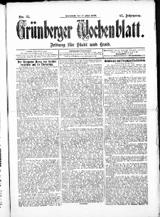 Grünberger Wochenblatt: Zeitung für Stadt und Land, No. 37. ( 27. März 1909 )