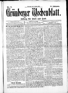 Grünberger Wochenblatt: Zeitung für Stadt und Land, No. 38. ( 30. März 1909 )