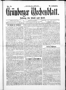 Grünberger Wochenblatt: Zeitung für Stadt und Land, No. 45. ( 15. April 1909 )