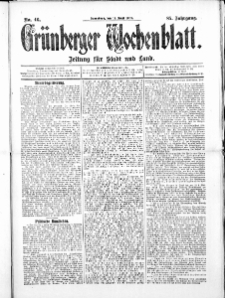Gr&uuml;nberger Wochenblatt: Zeitung f&uuml;r Stadt und Land, No. 46. ( 17. April 1909 )