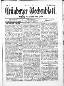 Grünberger Wochenblatt: Zeitung für Stadt und Land, No. 47. ( 20. April 1909 )