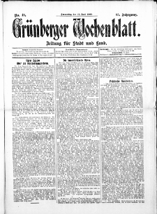 Grünberger Wochenblatt: Zeitung für Stadt und Land, No. 48. ( 22. April 1909 )