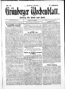 Gr&uuml;nberger Wochenblatt: Zeitung f&uuml;r Stadt und Land, No. 53. ( 4. Mai 1909 )