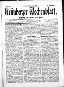 Grünberger Wochenblatt: Zeitung für Stadt und Land, No. 59. ( 18. Mai 1909 )