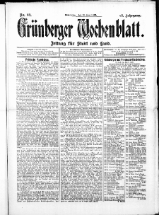 Grünberger Wochenblatt: Zeitung für Stadt und Land, No. 69. ( 10. Juni 1909 )