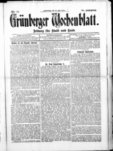 Grünberger Wochenblatt: Zeitung für Stadt und Land, No. 75. ( 24. Juni 1909 )