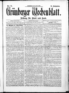 Gr&uuml;nberger Wochenblatt: Zeitung f&uuml;r Stadt und Land, No. 76. ( 26. Juni 1909 )