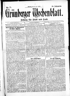 Grünberger Wochenblatt: Zeitung für Stadt und Land, No. 77. (29. Juni 1909 )