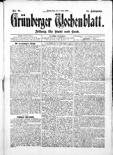 Grünberger Wochenblatt: Zeitung für Stadt und Land, No. 81. ( 8. Juli 1909 )