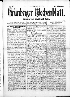 Grünberger Wochenblatt: Zeitung für Stadt und Land, No. 87. ( 22. Juli 1909 )