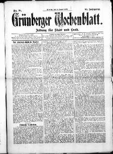 Grünberger Wochenblatt: Zeitung für Stadt und Land, No. 98. ( 17. August 1909 )