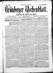 Grünberger Wochenblatt: Zeitung für Stadt und Land, No. 104. ( 31. August 1909 )
