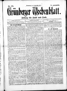 Grünberger Wochenblatt: Zeitung für Stadt und Land, No. 108. ( 9. September 1909 )