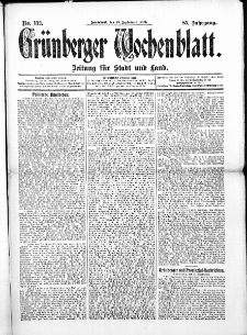 Gr&uuml;nberger Wochenblatt: Zeitung f&uuml;r Stadt und Land, No. 112. ( 18. September 1909 )