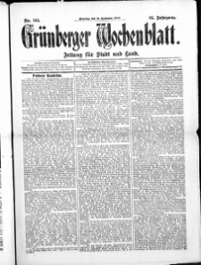 Grünberger Wochenblatt: Zeitung für Stadt und Land, No. 113. ( 21. September 1909 )