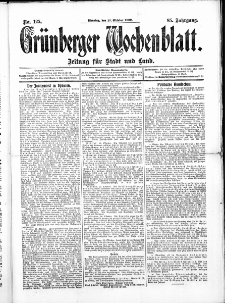 Grünberger Wochenblatt: Zeitung für Stadt und Land, No. 125. ( 19. Oktober 1909 )