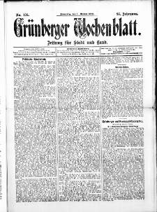 Grünberger Wochenblatt: Zeitung für Stadt und Land, No. 126. ( 21. Oktober 1909 )