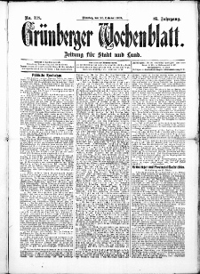 Grünberger Wochenblatt: Zeitung für Stadt und Land, No. 128. ( 26. Oktober 1909 )