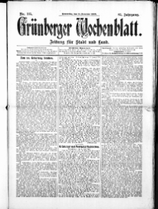 Gr&uuml;nberger Wochenblatt: Zeitung f&uuml;r Stadt und Land, No. 135. (11. November 1909 )