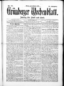 Grünberger Wochenblatt: Zeitung für Stadt und Land, No. 137. ( 16. November 1909 )