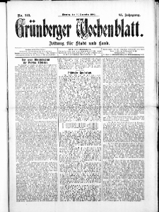 Gr&uuml;nberger Wochenblatt: Zeitung f&uuml;r Stadt und Land, No. 143. ( 30. November 1909 )