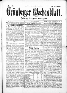 Gr&uuml;nberger Wochenblatt: Zeitung f&uuml;r Stadt und Land, No. 144. ( 2. December 1909 )