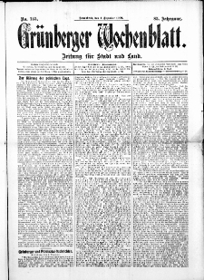 Grünberger Wochenblatt: Zeitung für Stadt und Land, No. 145. ( 4. December 1909 )