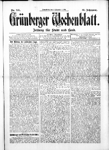 Grünberger Wochenblatt: Zeitung für Stadt und Land, No. 145. ( 4. December 1909 )