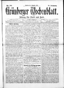 Grünberger Wochenblatt: Zeitung für Stadt und Land, No. 146. ( 7. December 1909 )