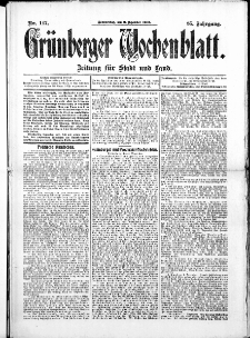 Gr&uuml;nberger Wochenblatt: Zeitung f&uuml;r Stadt und Land, No. 147. ( 9. December 1909 )