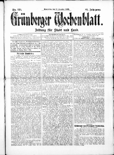 Gr&uuml;nberger Wochenblatt: Zeitung f&uuml;r Stadt und Land, No. 153. ( 23. December 1909 )