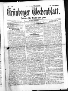 Gr&uuml;nberger Wochenblatt: Zeitung f&uuml;r Stadt und Land, No. 156. ( 30. December 1909 )