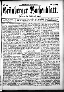 Grünberger Wochenblatt: Zeitung für Stadt und Land, No. 56. (8. Mai 1892)