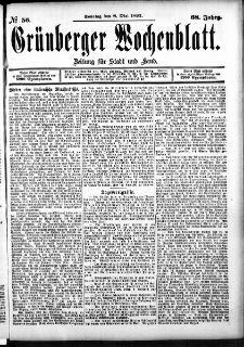 Grünberger Wochenblatt: Zeitung für Stadt und Land, No. 56. (8. Mai 1892)