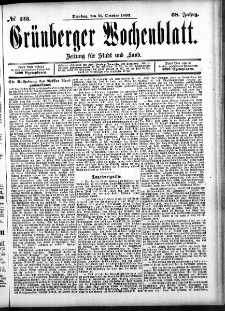 Grünberger Wochenblatt: Zeitung für Stadt und Land, No. 123. (11. October 1892)