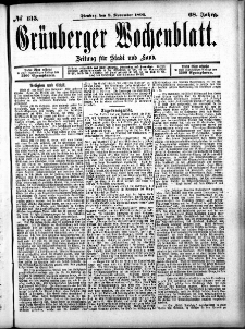 Grünberger Wochenblatt: Zeitung für Stadt und Land, No. 135. (8. November 1892)