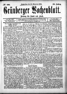 Grünberger Wochenblatt: Zeitung für Stadt und Land, No. 136. (10. November 1892)
