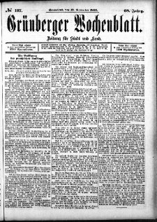 Grünberger Wochenblatt: Zeitung für Stadt und Land, No. 137. (12. November 1892)