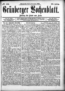 Grünberger Wochenblatt: Zeitung für Stadt und Land, No. 146. (3. December 1892)