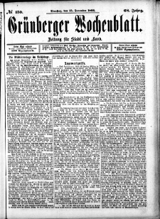 Grünberger Wochenblatt: Zeitung für Stadt und Land, No. 150. (13. December 1892)
