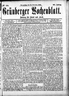 Grünberger Wochenblatt: Zeitung für Stadt und Land, No. 151. (15. December 1892)