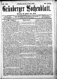 Grünberger Wochenblatt: Zeitung für Stadt und Land, No. 152. (17. December 1892)