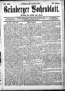 Grünberger Wochenblatt: Zeitung für Stadt und Land, No. 153. (20. December 1892)