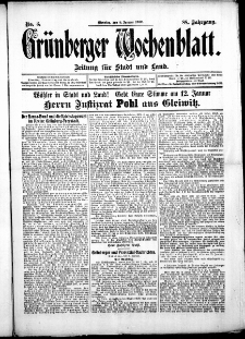 Grünberger Wochenblatt: Zeitung für Stadt und Land, No. 3. ( 9. Januar 1912 )