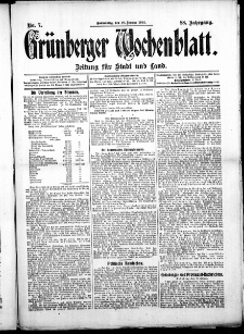 Grünberger Wochenblatt: Zeitung für Stadt und Land, No. 7. ( 18. Januar 1912 )